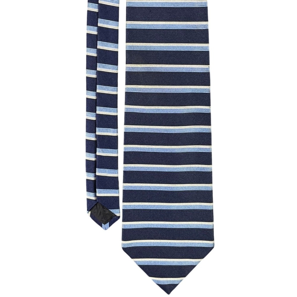 Brooks Brothers Makers Silk Tie Mens 58" Horizontal Stripe Blue White USA